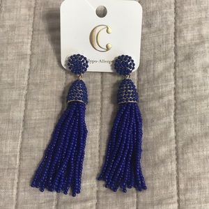 Charming Charlie Blue Tassel Earrings
